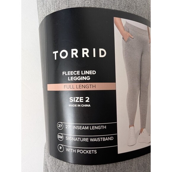 Torrid Fleece Lined Full Length Signature Leggings Pockets Heather Gray Size 2 - Picture 2 of 8
